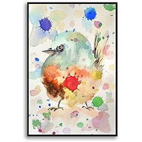 Framed Canvas Home Artwork Decoration Watercolor Painting Canvas Wall Art for Living Room, Bedroom - 16x24 inches