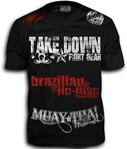 Take Down Fight Gear Skull Muay Thai Fighting Brazilian Jiu-Jitsu Walk-Out MMA UFC Tapout Style T-Shirt