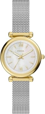 Carlie Watch für Damen, Goldfarbenes Quarz-Dreizeigerwerk mit Edelstahlarmband
