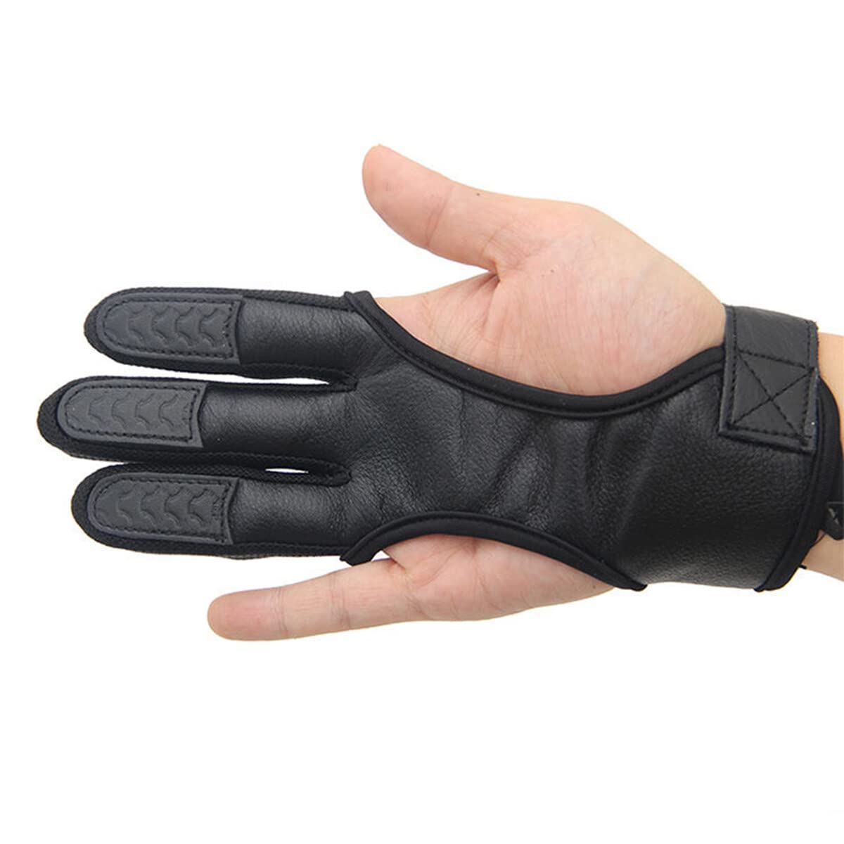 NCONCO Traditional Shooting Glove, 3 Finger Genuine Leather Archery Shooting Glove Protective Recurve Bow Archery Glove for Children Youth Adults Beginners Shooting Recurve& Compound Bow