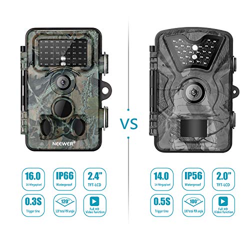 Neewer Trail Game Camera 16MP 1080P HD Digital Waterproof Hunting Scouting Cam 120 Degree Wide
