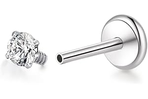 limerencia 18G Titanium Hypoallergenic Flat Back Internally Threaded Stud Jewelry for Tragus,Helix,Conch,Cartilage,Nose,Lip,F