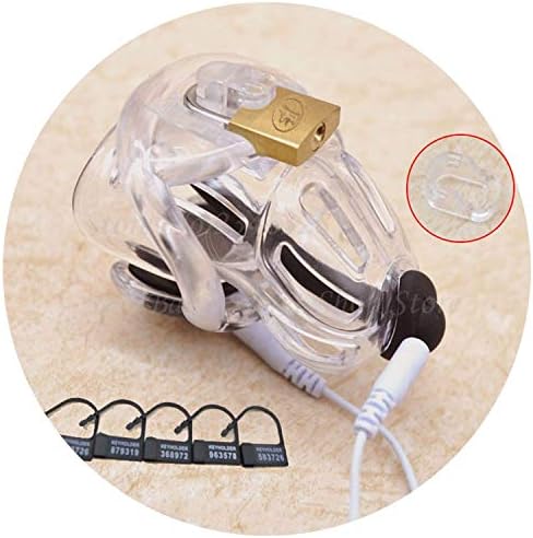 OGVSL SHIRTS New Design ESectric Shock p-ênis Rings Male Chǎstīty Device with Padlock Cage ESectro Shock p-ênis PlugsAdult ŝ-ex-Toys for Men Honeymoon Gift,Small Pink,no Conductive Device