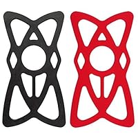 NALAKUVARA 4-Pack Silicone Security Bands for Cell Phone Mount, Universal Mountain & Road Handlebar Cradle Holder Tether, Bicycle Phones Holder Support, Only 4Pcs Bands (2 Black & 2 Red)