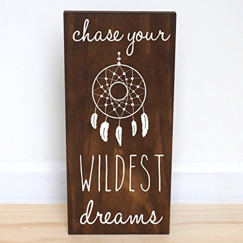 Boho Nursery Girl, Tribal Baby Shower, Dream Catcher, Chase Your Dreams Sign, 7.5 x 15 inches
