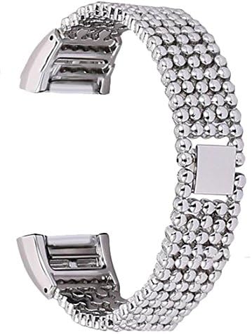 Maaax Fitbit Charge 2 Wristbands/Fitbit Charge 2 Bands/Design Stainless Steel Bands /Fitbit Charge 2 Replacement Bands/Fitbit Charge 2 Accessories Silver
