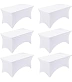 BDDC 2 Pack Table Skirts For Rectangle Tables 8ft - One-Piece White Table Clothes