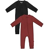 Jimonda Baby Romper Boys Girls Bamboo Pajamas 2-Way Zipper Footless Unisex Long Sleeve Sleepers Sleep and Play 0-24 Months