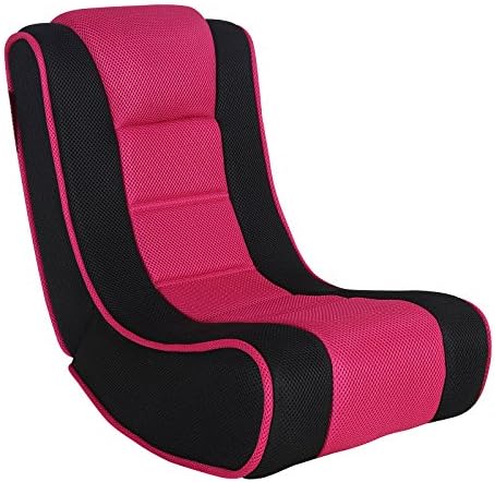 XSS Rocker Gaming Chair Kids Folding Seat Padded Headrest Pink Black Mesh Cover Portable Gamer Player TV Bedroom Den Play Room Dorm For 3-5 Years