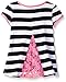 Lilt Girls' Capsleeve Striped Knit Legging Set with Heart Applique and Lace Inset