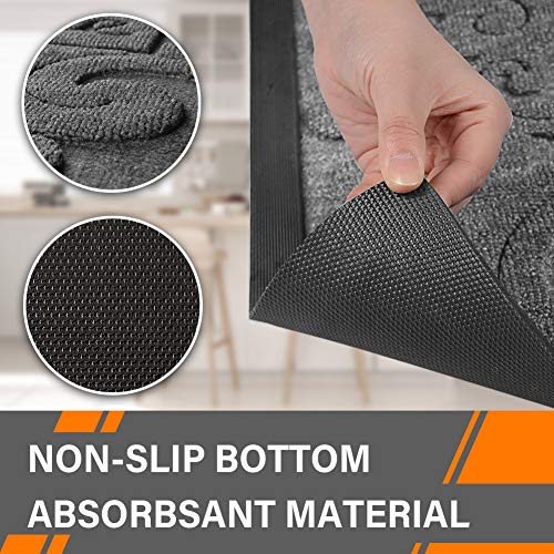 image for Mibao Durable Rubber Door Mat, Waterproof Non-Slip Easy Clean Low-Prof