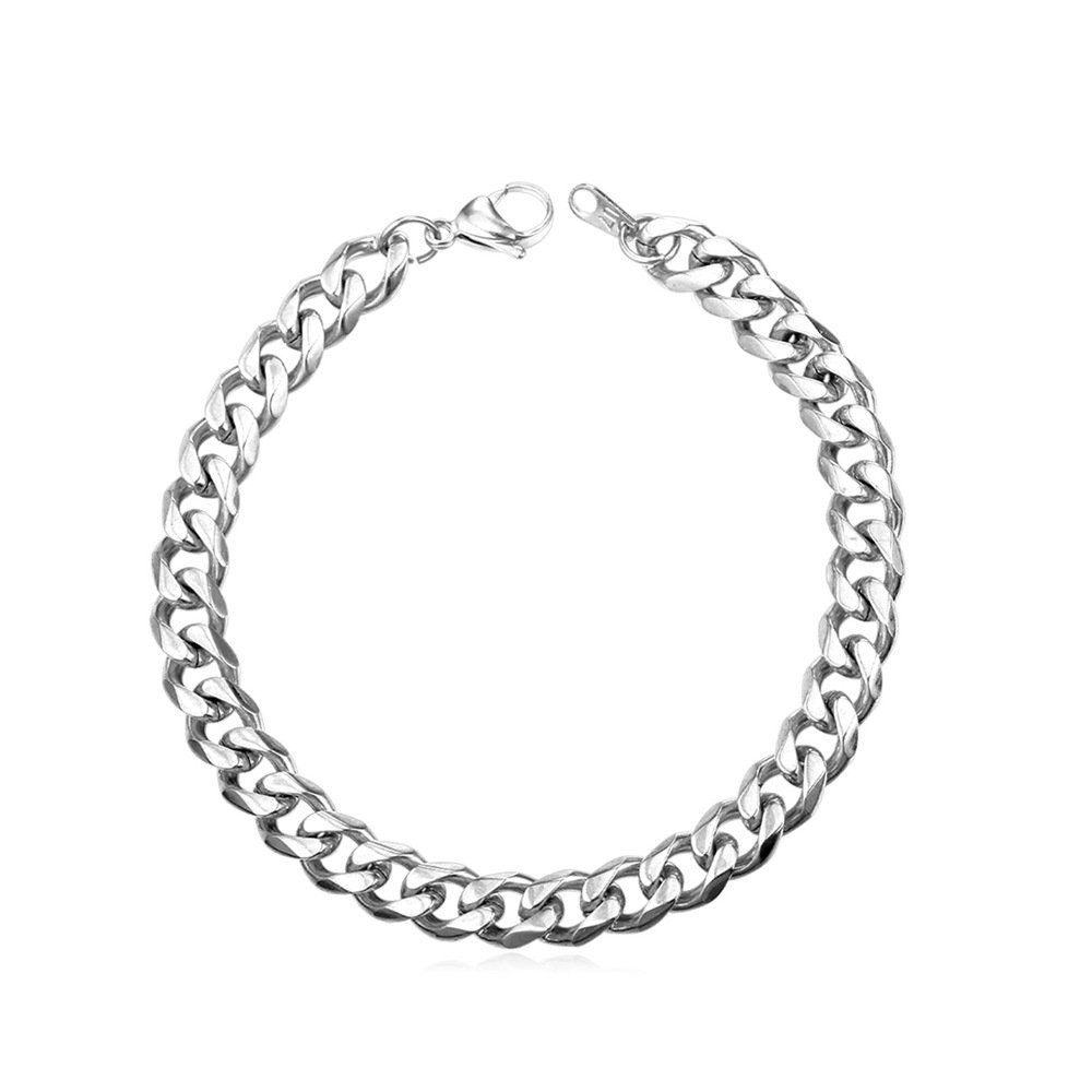 U7 Silver Bracelet for Men Boy Stainless Steel Chains Bangle Jewellery