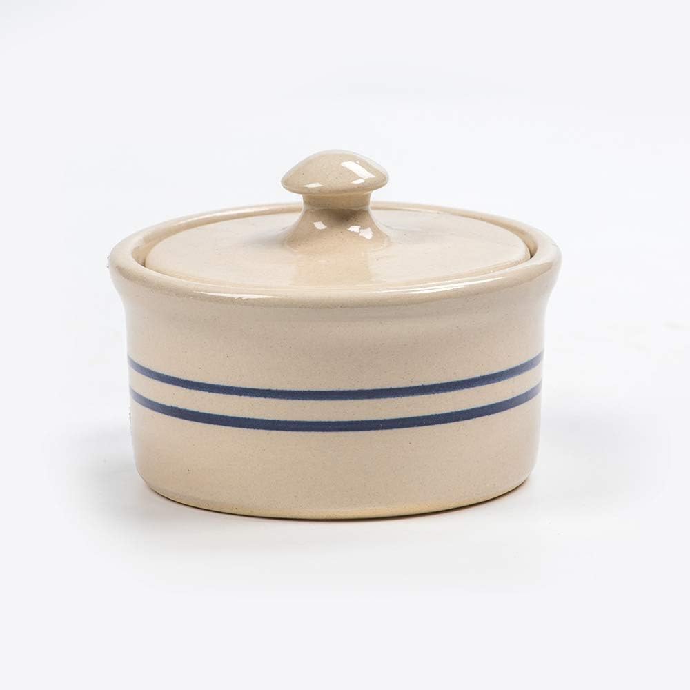 Stoneware Blue Stripe Ramekin w/Lid