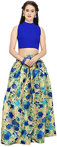 ETHNIC VILA Women's Satin Lehenga Choli (534gg, Multicolour, Free Size)