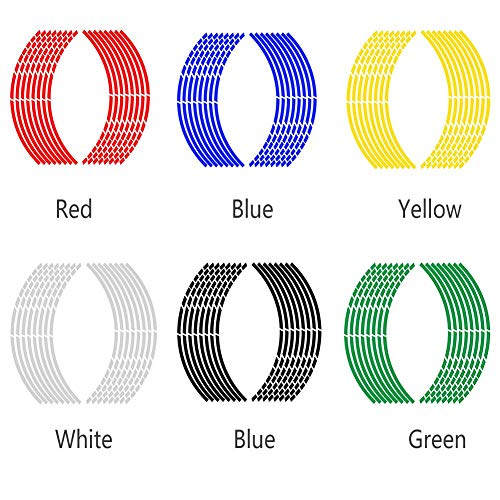 YOUNGFLY 16Pcs Motorcycle Car Wheel Rim Reflective Strips Tape Decal Stickers Bike Bicycle 18" Blue