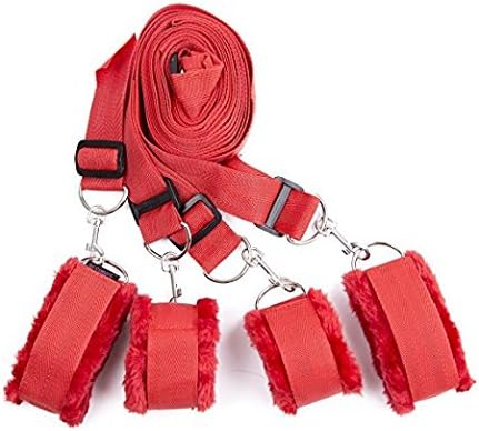 Restraint system kit medical grade velcro adjustable soft wrist and ankle cuffs (Red)