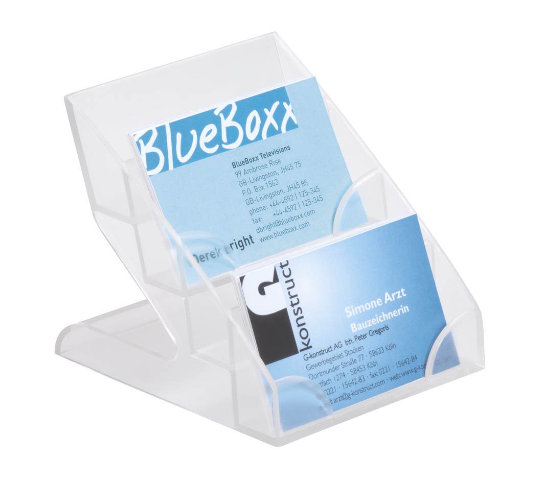 Durable 243919 Business Card Display Box with 4 Compartments for 240 Cards - Transparent
