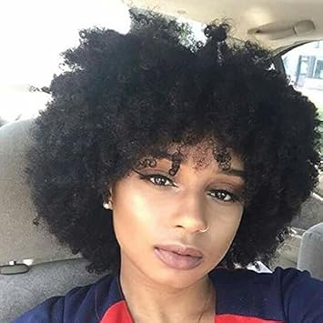 Amazon Com Wicca Short Afro Kinky Curly Human Hair Lace Front