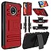 Moto E4 Plus Case, Elegant Choise Hybrid Holster Heavy Duty Shockproof Combo Rugged Full-Body Protective Case Cover with Kickstand and Swivel Belt Clip for Motorola Moto E4 Plus (Red/Black)