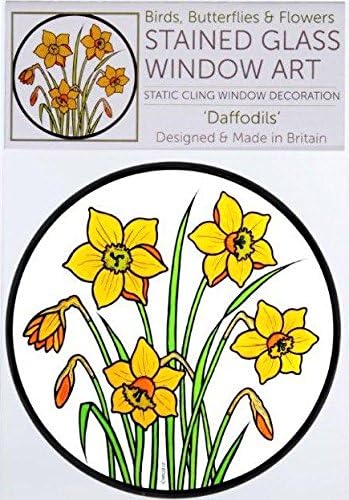 Winged Heart presented by Celtic Glass Designs Static Window Cling in a Daffodils Design - Image 3