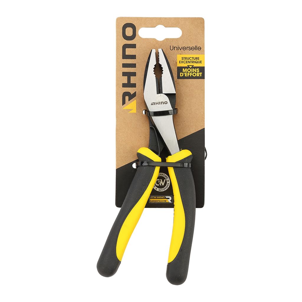 RHINO - 180 mm Universal Pliers with Angled Handle - Made of Steel (Chrome Vanadium) - Cutting & Greenhouse - Ergonomic 25° Angled Handle for Easy gripping