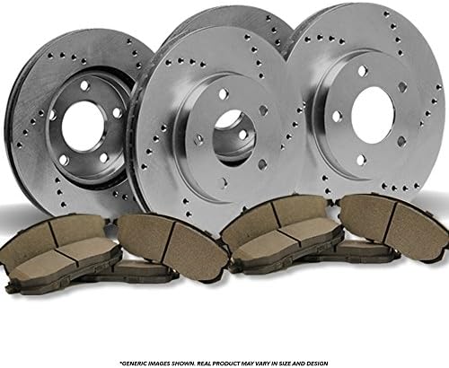 (Front+Rear Brake Kit)4 OE SPEC Cross Drilled Brake Rotors & 8 SemiMet Pads (Fits: 4lug)