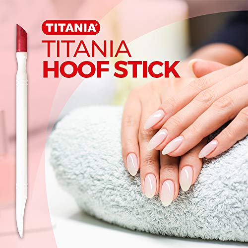 Titania Germany Manicure Double Instrument - Durable Plastic Hoof Stick with Rubber Cuticle Pusher & Nail Cleaner - Best for Grooming & Fingernail Art