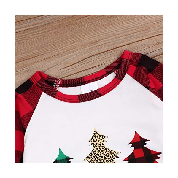 Christmas Outfits Infant Toddler Baby Girls Merry Christmas Ruffle T-Shirt Plaid Leopard Bell Bottom Pants Fall Clothes… - Image 5