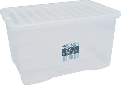 Wham Plastic Storage Boxes 60 Litre Pack of 5 Clear Nestable Stackable