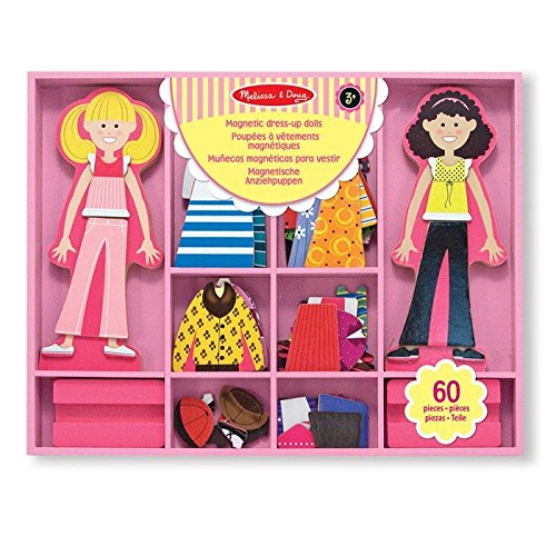 Melissa & Doug Abby and Emma Deluxe Magnetic Wooden Dress-Up Dolls Play Set (55+ pcs)