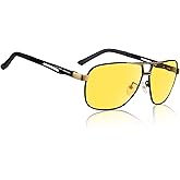 SOLVANSKI Aviator Night Vision Glasses for Men Driving Cool Metal Frame Ultra Light