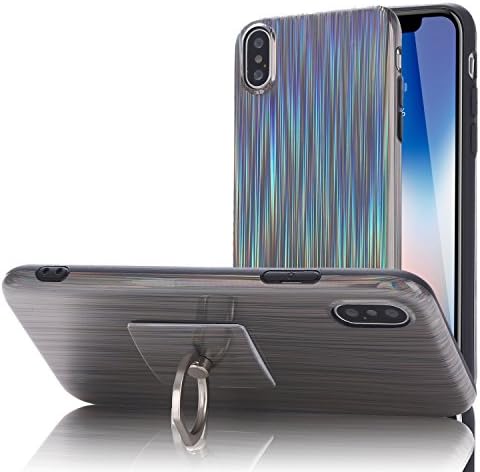 iPhone X Case ENCHICAS Holographic Laser Iridescent Sparkle Glitter Cool Stylish Thin Soft TPU Back Cover Phone Ring Holder Stand for Apple iPhone X/iPhone 10