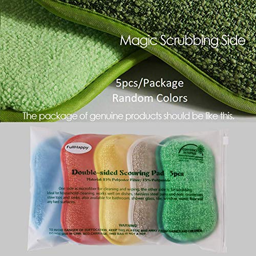 Microfiber-Kitchen-Cleaning-Scrubbing-Sponges-Reusable-Eco-Washing-Up-Scouring-Pads-Cloths-Non-Odor-Scourer-Dish-Scrubber-Brush-Great-for-Non-Stick-Pan-Pot-Cookware-Pack-of-5-Random-Color-with-Hook