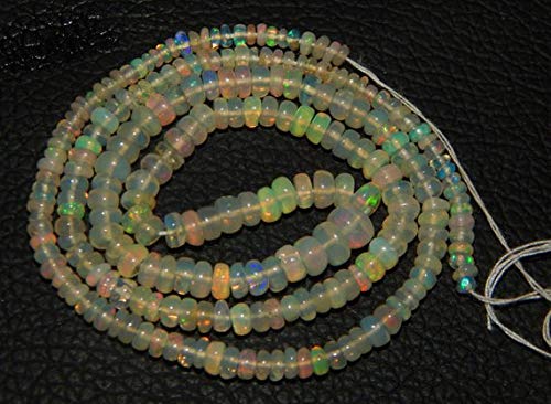 Gems World Beautiful Jewelry Natural Ethiopian Opal Beads Necklace Nice Quality Size 3-5 mm Loose Rondelle Semiprecious Loose Gemstone Beads 16'' Code-COM-2026