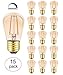 Hizashi 15 Pack S14 Replacement Light Bulbs, 2W=25 Watt Outdoor Edison Bulbs Dimmable E26 Base, Amber 2200K S14 LED Bulbs, Outdoor String Lights Bulbs Replacement, Shatterproof Waterproof, UL Listed