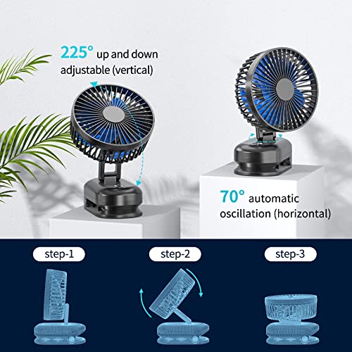 Desk Fans Small Quiet, HandFun Portable Clip on Fan 5000mAh Battery