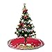 D-FantiX Christmas Decorations, 48-Inch Large Santa Christmas Tree Skirt Red with Plaid Trim
