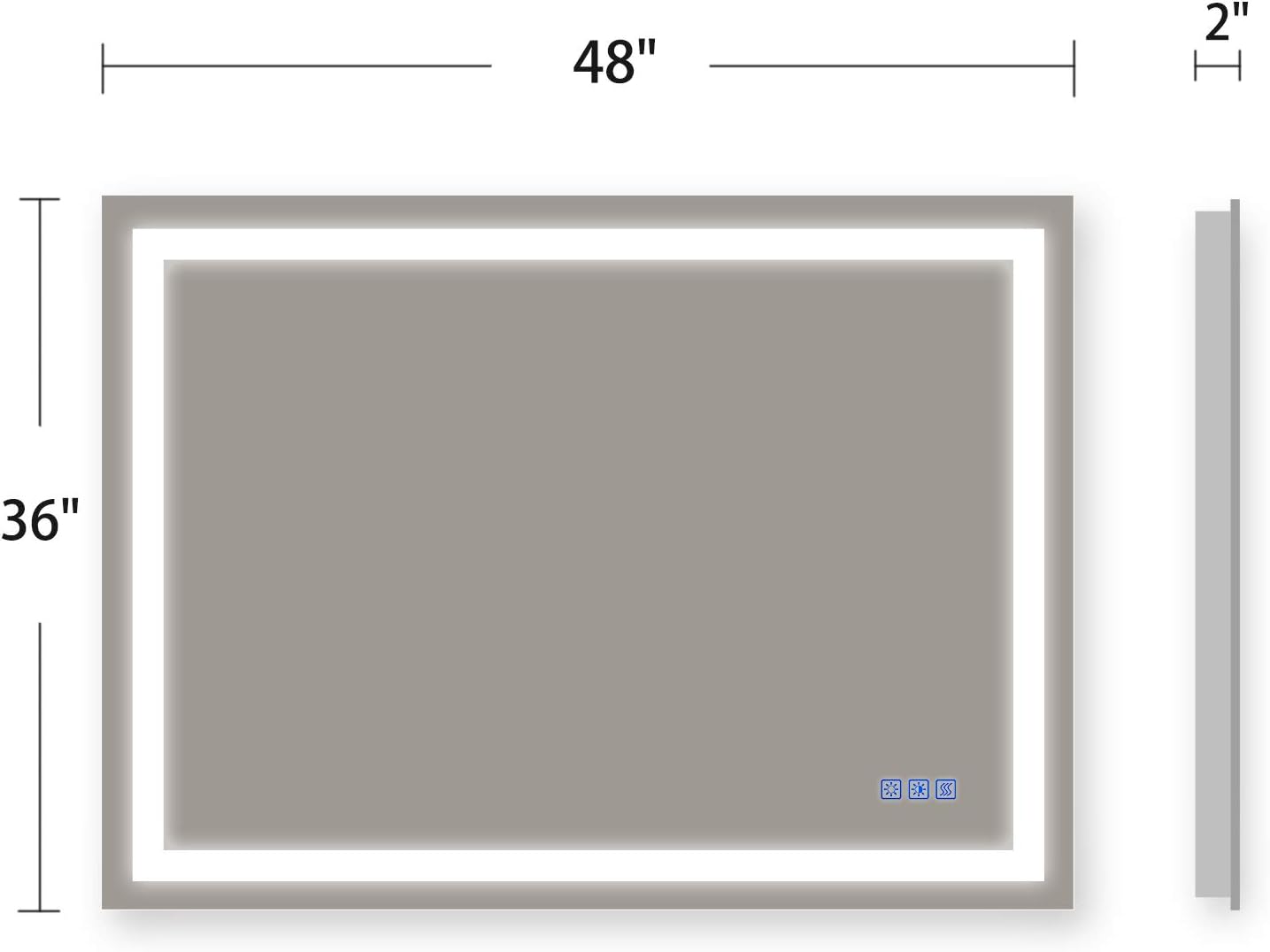 YRSHA 48×36 Inch LED Bathroom Vanity Mirror, Wall Mounted Backlit Mirror with Lights, Anti-Fog Separately Control,Dimmer Function, Three Color Lights,IP44 Waterproof, CRI>92(Vertical & Horizontal)…: Kitchen & Dining