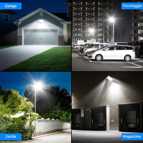 Adewalk 2000 W Outdoor LED Solar Street Light with Remote Control, IP66 Waterproof Solar Street Light with Motion Sensor, 6500 K Super Bright Outdoor Solar Garden Lights for Garage Road
