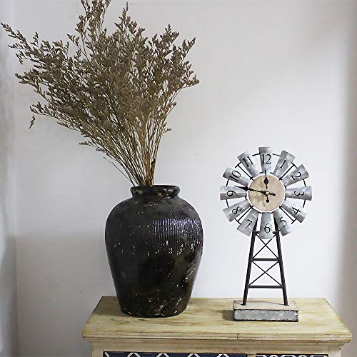 MODE-HOME-Galvanized-Windmill-Table-Clock-on-Stand-Vintage-Desk-Clock-Decorative-Farmhouse-Kitchen-Clock-Mantle-Clock