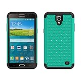 Samsung Galaxy Mega 2 Case, Defender Bling Hybrid Gel Protector Diamond Hybrid - Lifetime Warranty (TEAL ON BLACK SKIN)