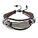 INBLUE Men's Alloy Genuine Leather Bracelet Bangle Brown Black Angel Wing Surfer Wrap Tribal Adjustable