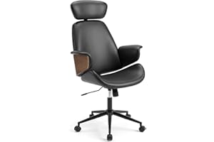 Giantex Ergonomic Office Chair, High Back Faux Leather Executive Chair with Headrest, Adjustable Height, Metal Base, Mid Cent