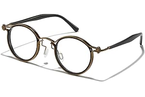 JOLLYNOVA Tel Retro Oval Small Prescription Glasses Frame Man，Metal Acetate Eyeglasses 47-26-150mm