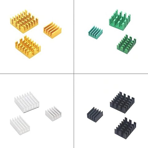 YUIO® para Raspberry Pi 4 Modelo B Disipador de Calor 3 Piezas Raspberry Pi Disipador de Calor de Aluminio Radiador Refrigerador del Kit para Raspberry Pi (Oro)