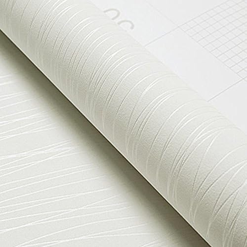 BABYQUEEN Self-Adhesive Non-Woven Cloth Wallpaper Bedroom Living Room Wall Sticker Minimalist Modern Solid Color 3D Embossed Striped Wallpaper Rice White 0.535m