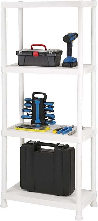 Taylor & Brown 4 Tier Heavy Duty White Plastic Garage Shelving Unit 60x30 cm