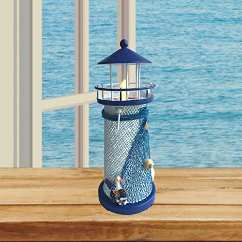 Nautical Themed Lighthouse Décor Light House Candle Holder Blue and