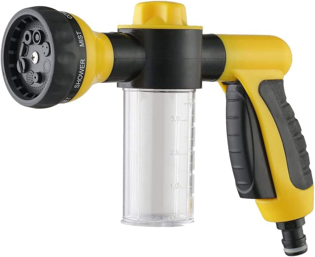 A3020 Garden Hose Nozzle / Hand Sprayer, 8 Spray Pattern Adjustable Water Gun & Soap Dispenser-Garden Hose Nozzle/Car Wash,High Pressure,Suitable for Car Wash, Cleaning, Watering Lawn and Garden