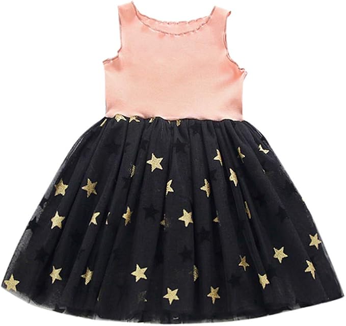 Amazon Co Jp Feiscat ベビー服 ドレス 女の子 ワンピース ノースリーブ シンプル 星柄 キラキラ 星空 スリル フリル 子供服 かわいい おしゃれ カジュアル 人気 快適 赤ちゃん 新生児 幼児服 通園 出産祝い お出かけ プレゼント 100 ピンク 服 ファッション小物